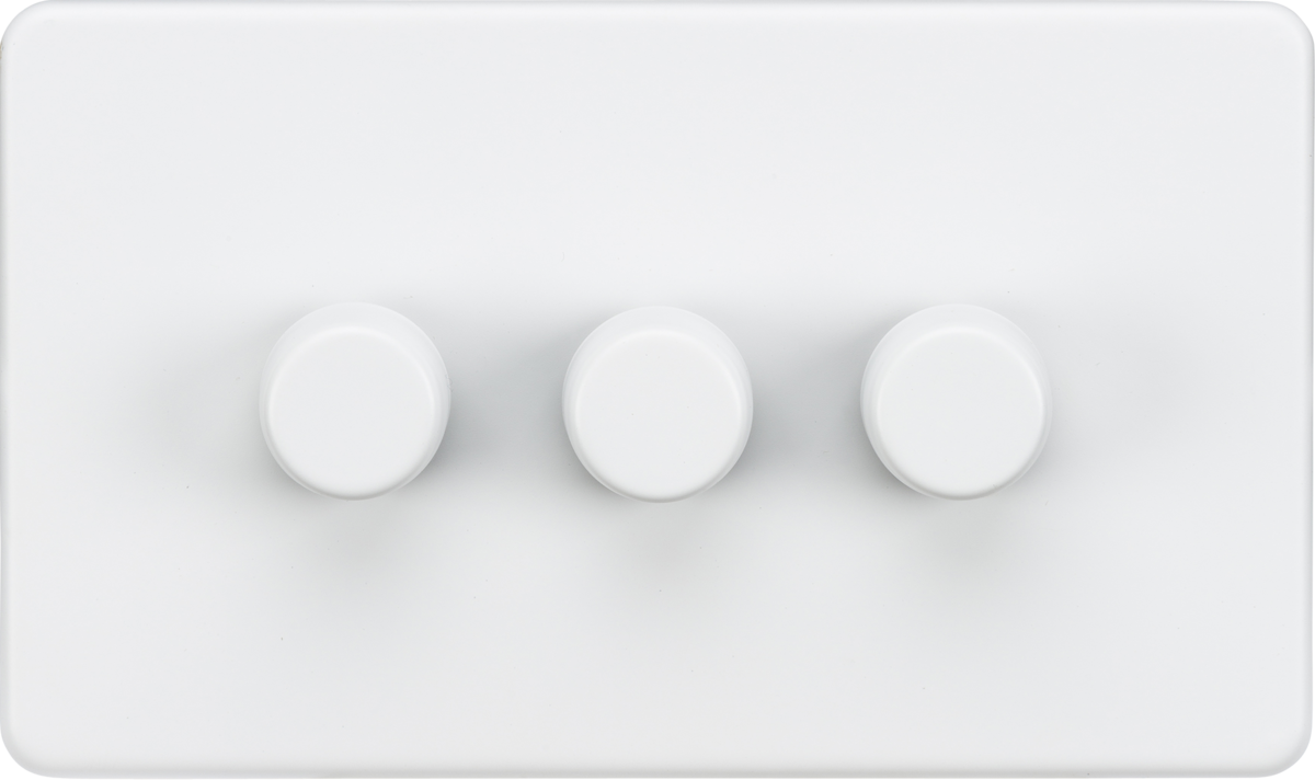 Screwless 3G 2-way 10-200W (5-150W LED) trailing edge dimmer - Matt White