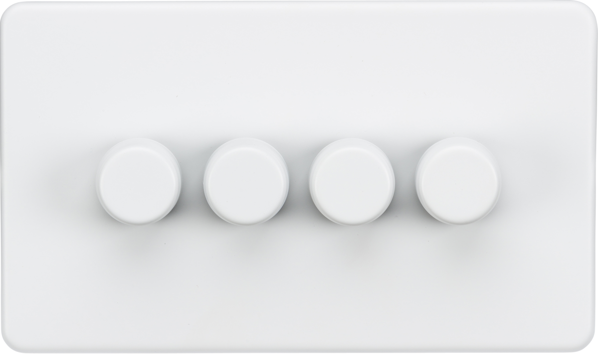 Screwless 4G 2-way 10-200W (5-150W LED) trailing edge dimmer - Matt White