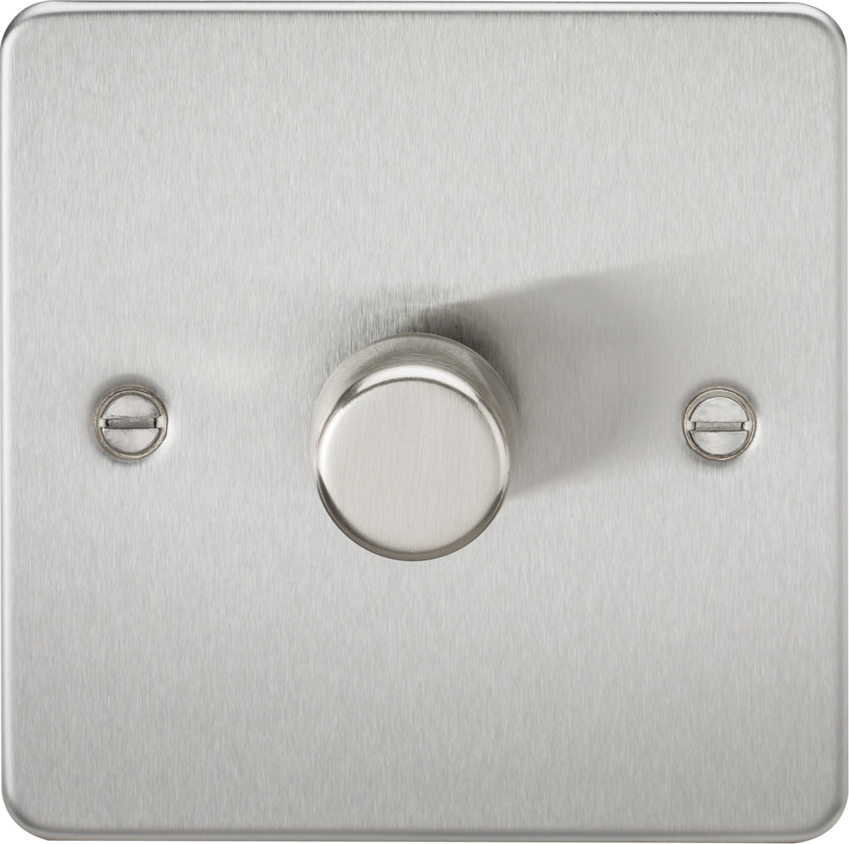 Flat Plate 1G 2 way 10-200W (5-150W LED) trailing edge dimmer - Brushed Chrome