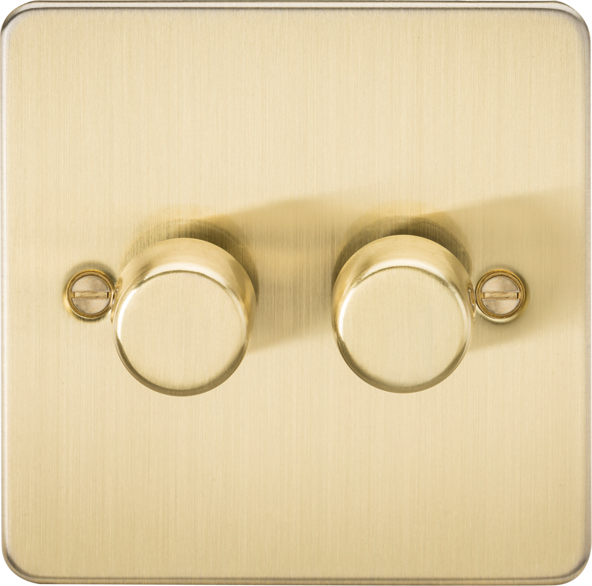 Flat Plate 2G 2 way 10-200W (5-150W LED) trailing edge dimmer - Brushed Brass