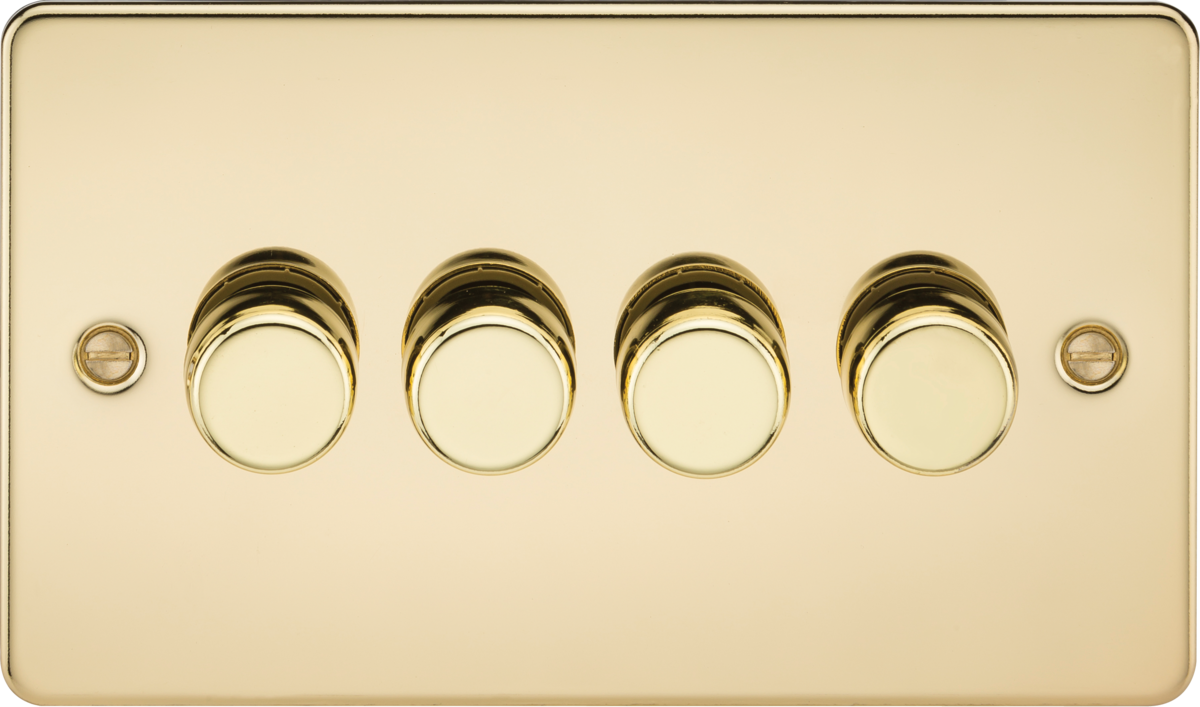 Flat Plate 4G 2 way 10-200W (5-150W LED) trailing edge dimmer - Polished Brass