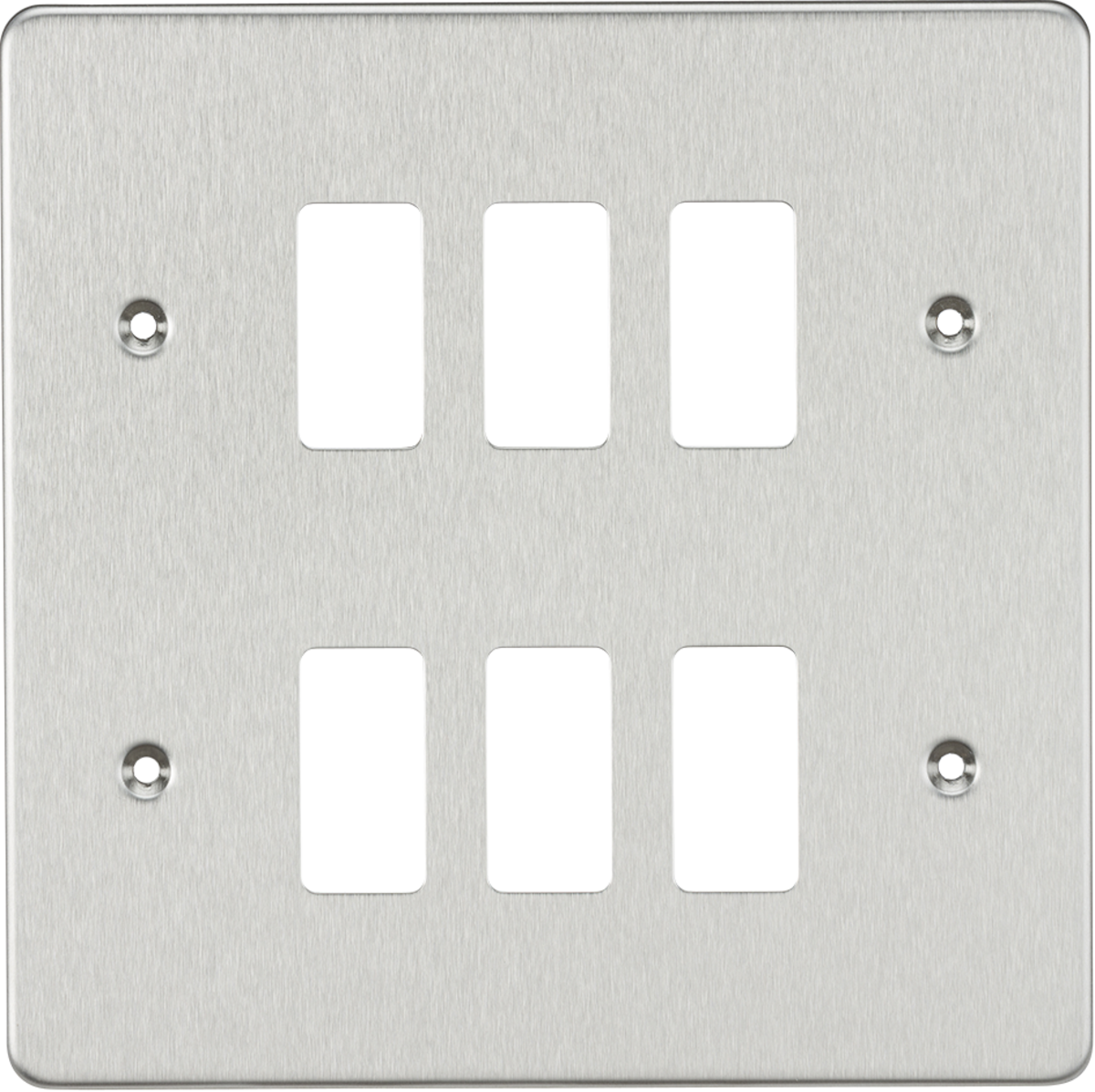 Flat plate 6G grid faceplate - brushed chrome