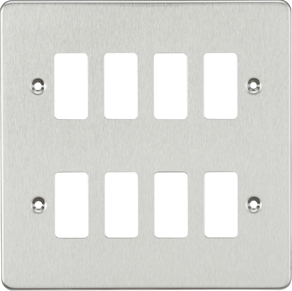 Flat plate 8G grid faceplate - brushed chrome