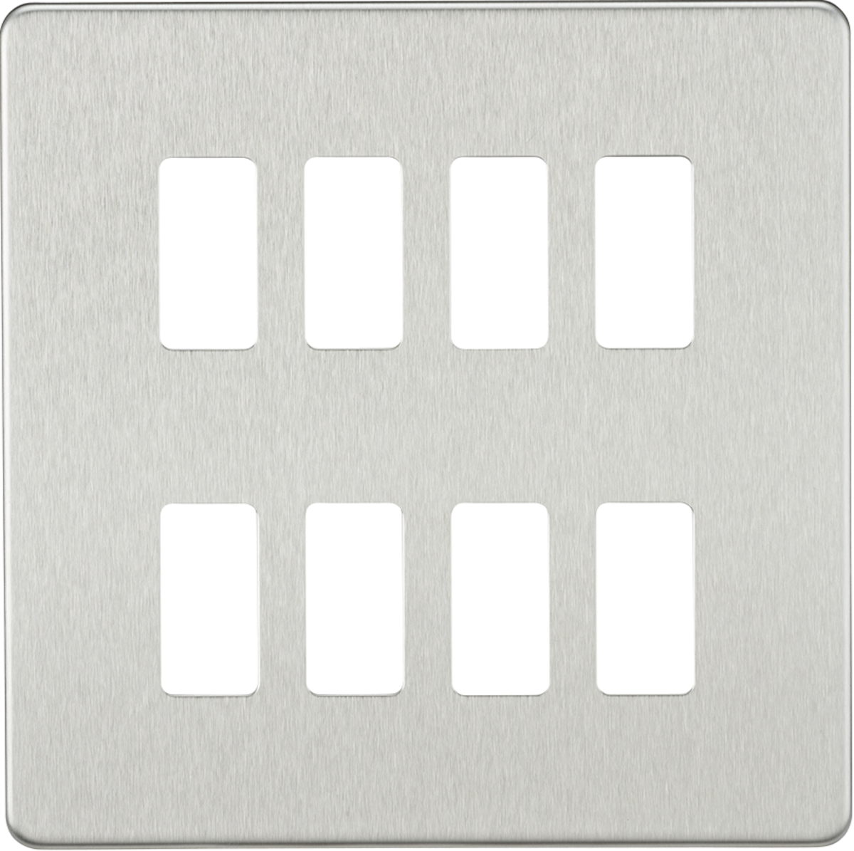 Screwless 8G grid faceplate - brushed chrome