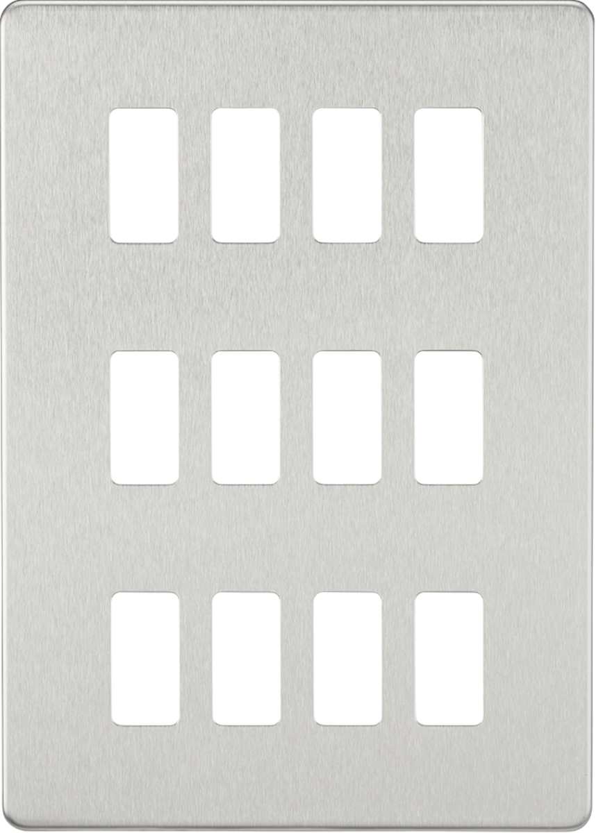 Screwless 12G grid faceplate - brushed chrome