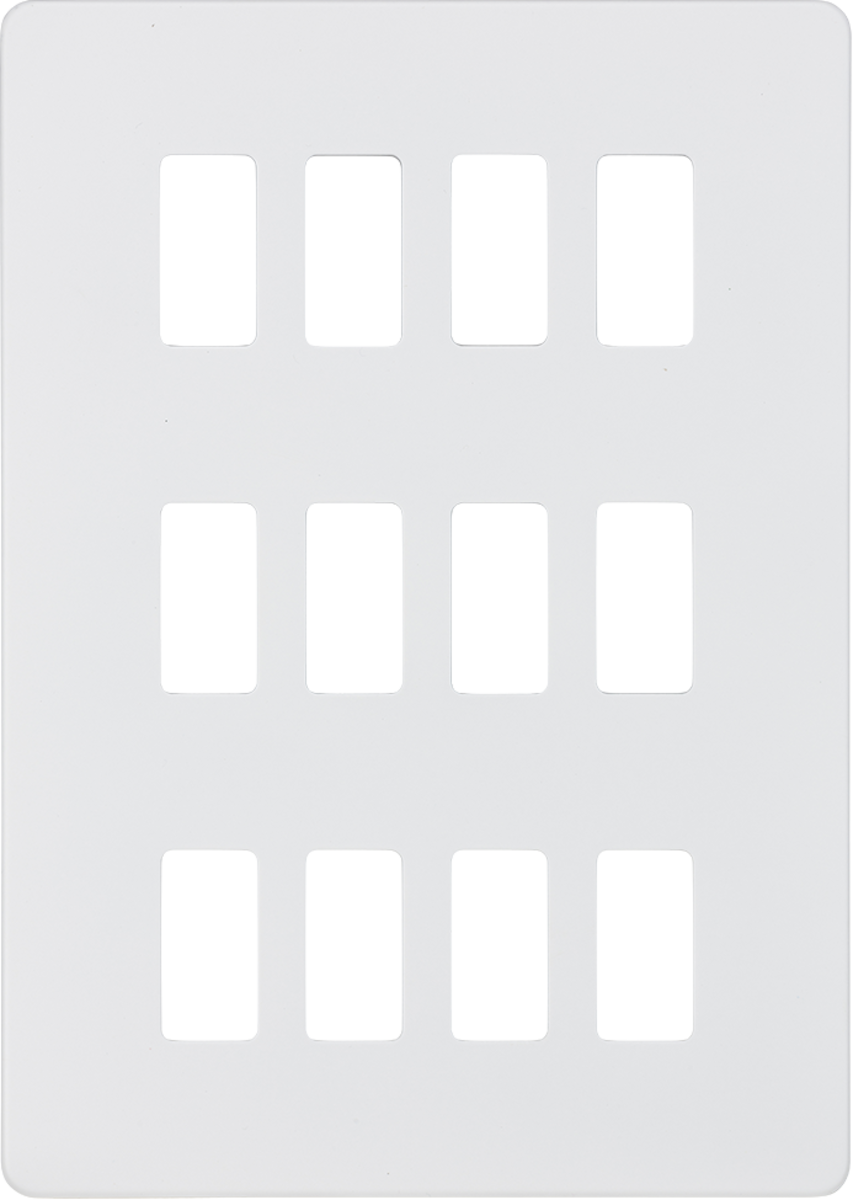 Screwless 12G grid faceplate - matt white