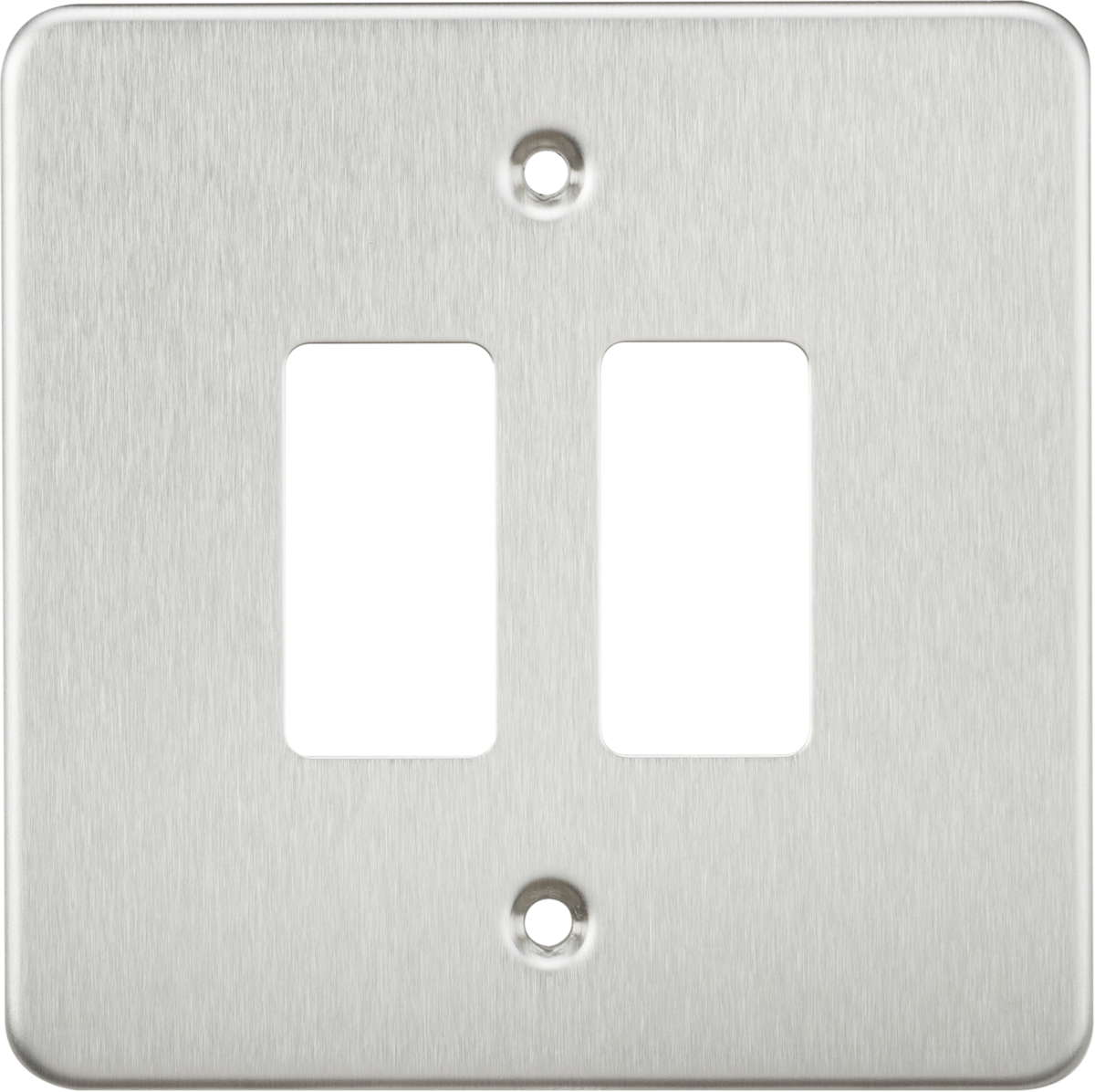 Flat plate 2G grid faceplate - brushed chrome