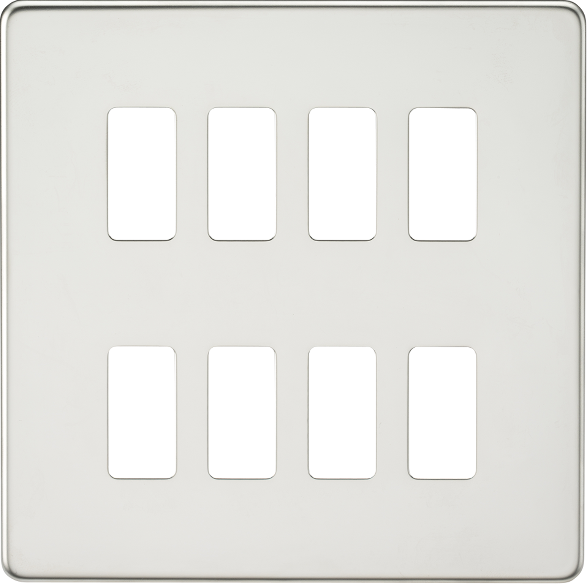Screwless 8G grid faceplate - polished chrome