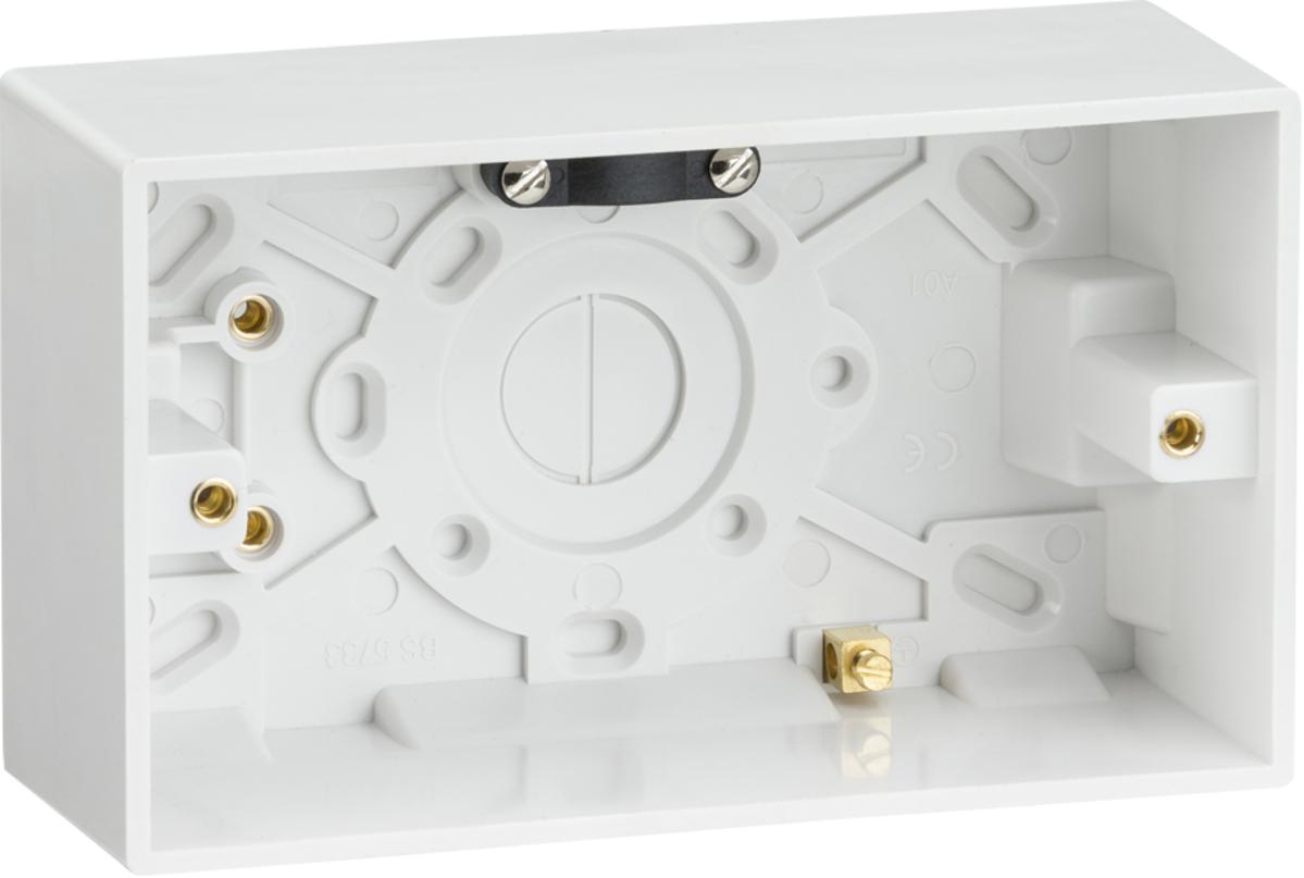 Double 47mm Pattress Box with Earth Terminal