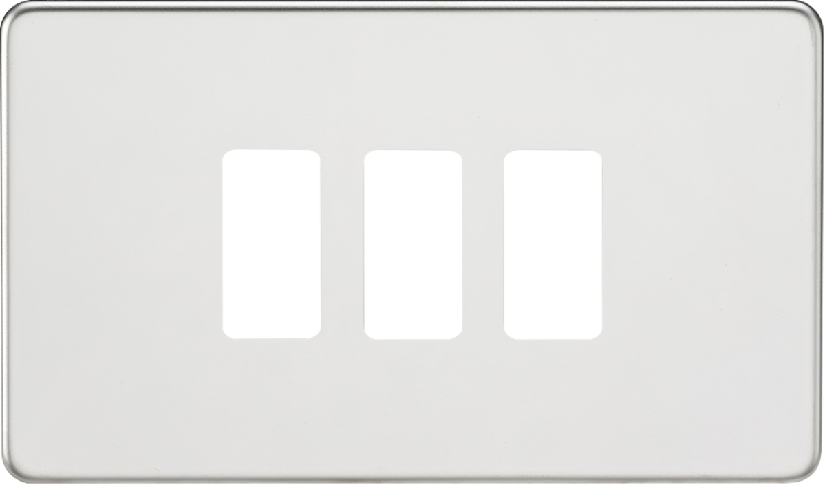Screwless 3G grid faceplate - polished chrome