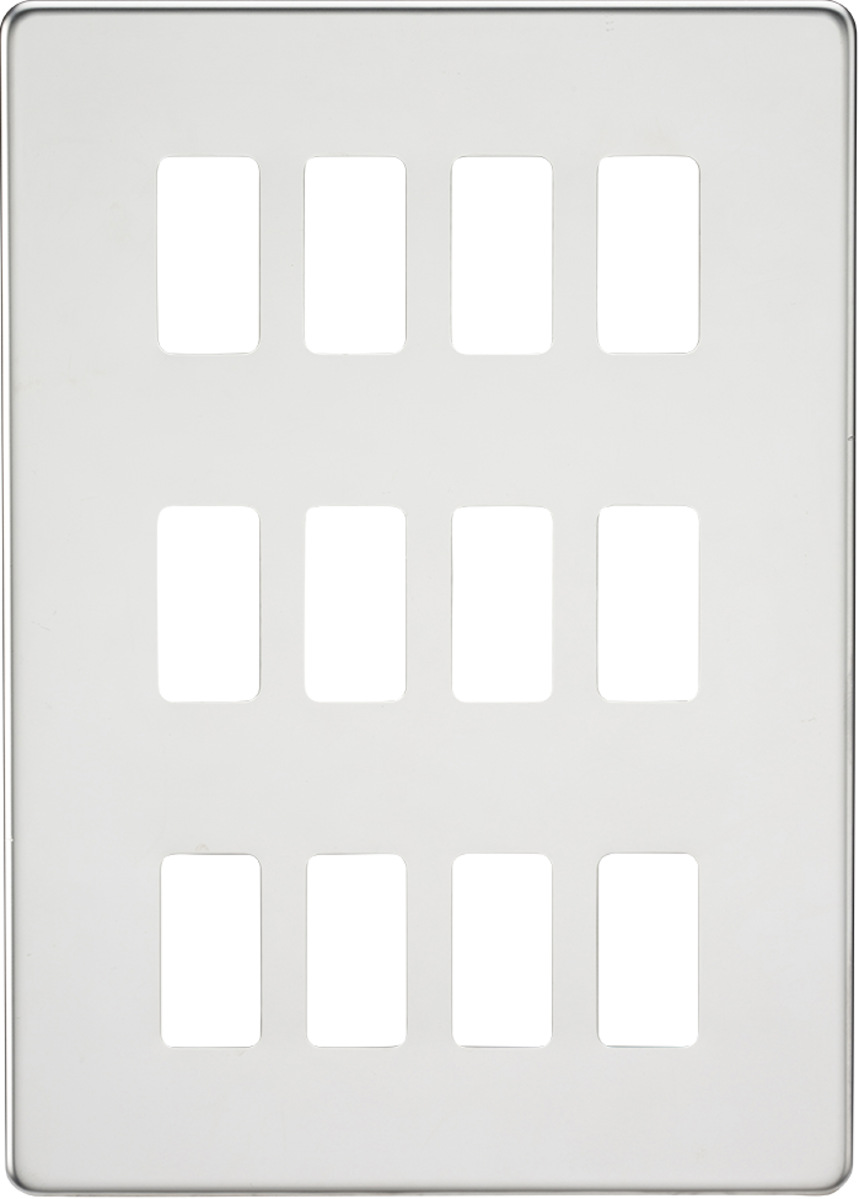 Screwless 12G grid faceplate - polished chrome