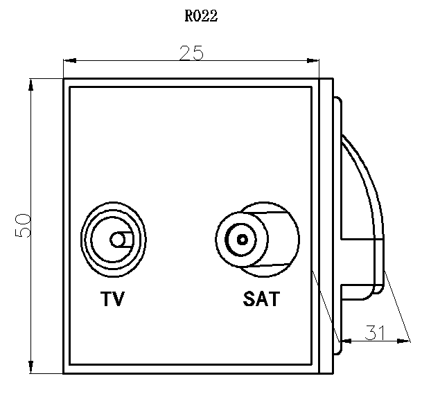 ML Accessories-NETDISATGY Diplexed TV /SAT TV Outlet Module 50 x 50mm - Grey