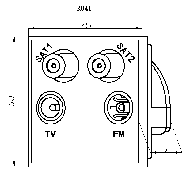 ML Accessories-NETQDGY Quadplexed SAT1/SAT2/TV/FM DAB Outlet Module 50 x 50mm - Grey