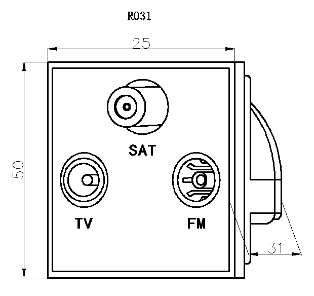 ML Accessories-NETTRIGY Triplexed TV /FM DAB/ SAT TV Outlet Module 50 x 50mm - Grey