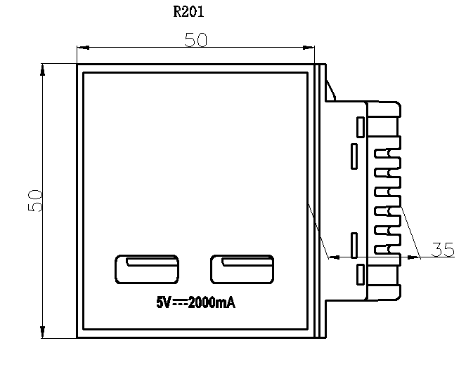 ML Accessories-NETUSBGY Dual USB charger (2A) Module 50 x 50mm - Grey