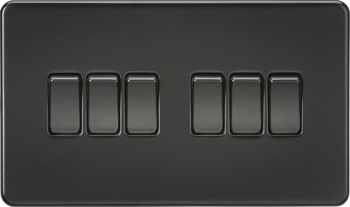Screwless 10AX 6G 2-Way Switch - Matt Black