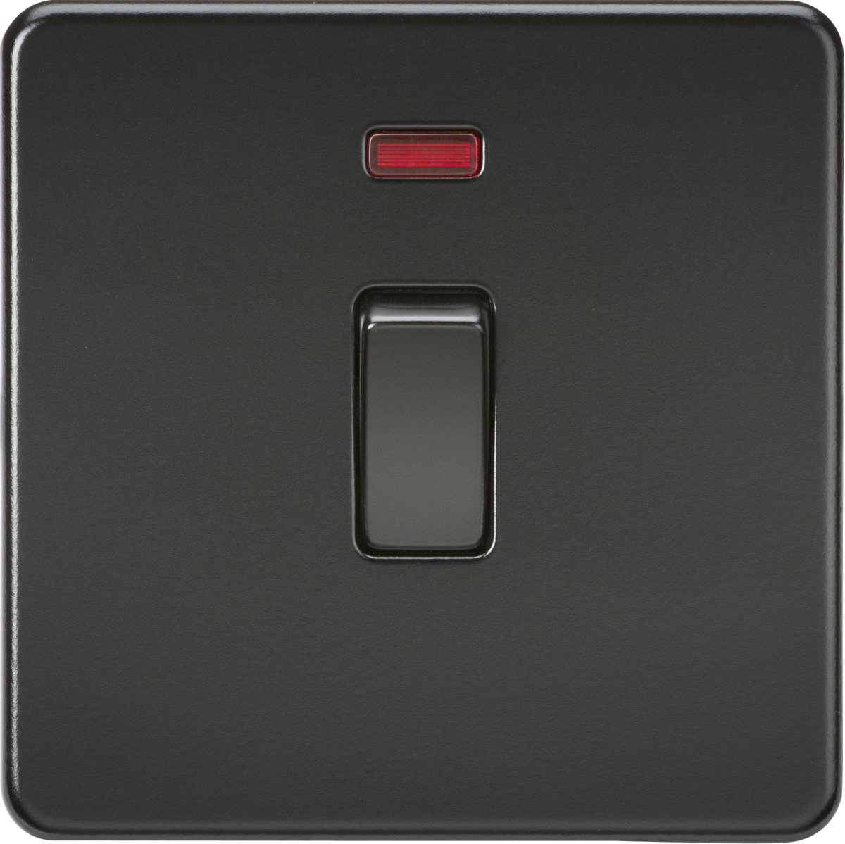 Screwless 20A 1G DP Switch with Neon - Matt Black