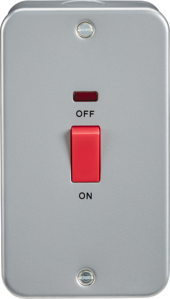 Metal Clad 45A DP Switch with Neon - Large Plate