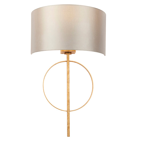 Hoop gold leaf wall light with mink shade