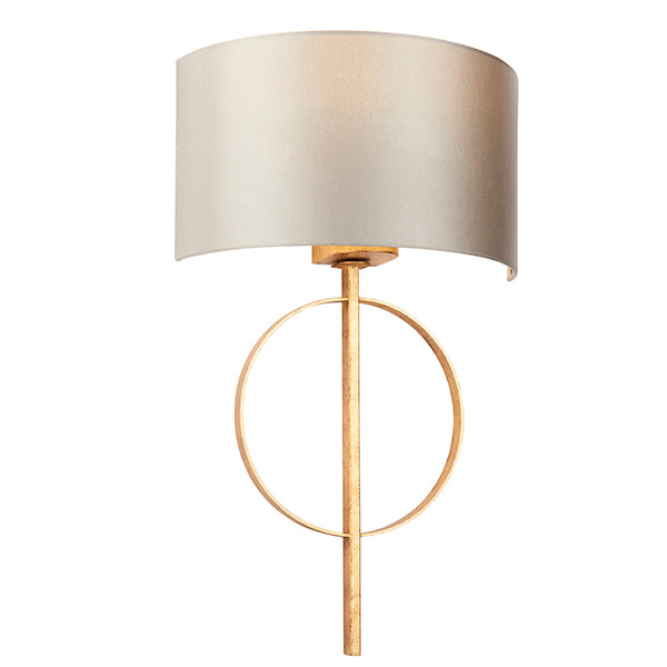 Hoop gold leaf wall light with mink shade