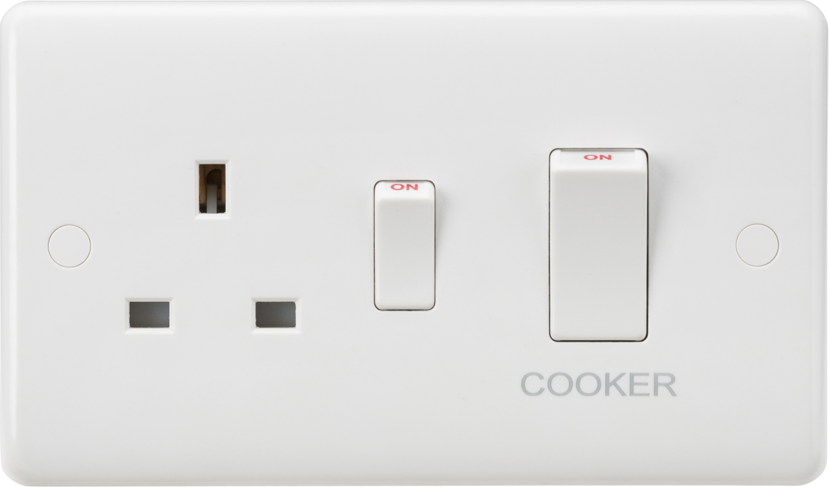 45A DP Cooker Switch and 13A Socket (White Rocker)