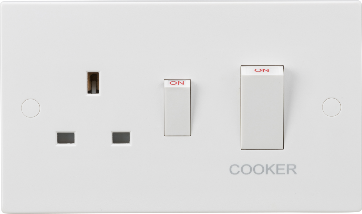 45A DP Cooker Switch and 13A Socket (White Rocker)