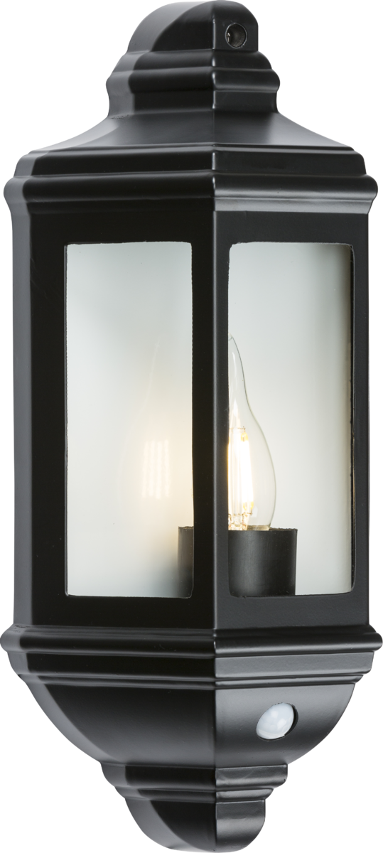 IP33 60W Die-Cast Aluminium Clear Glass Wall lantern with PIR Sensor