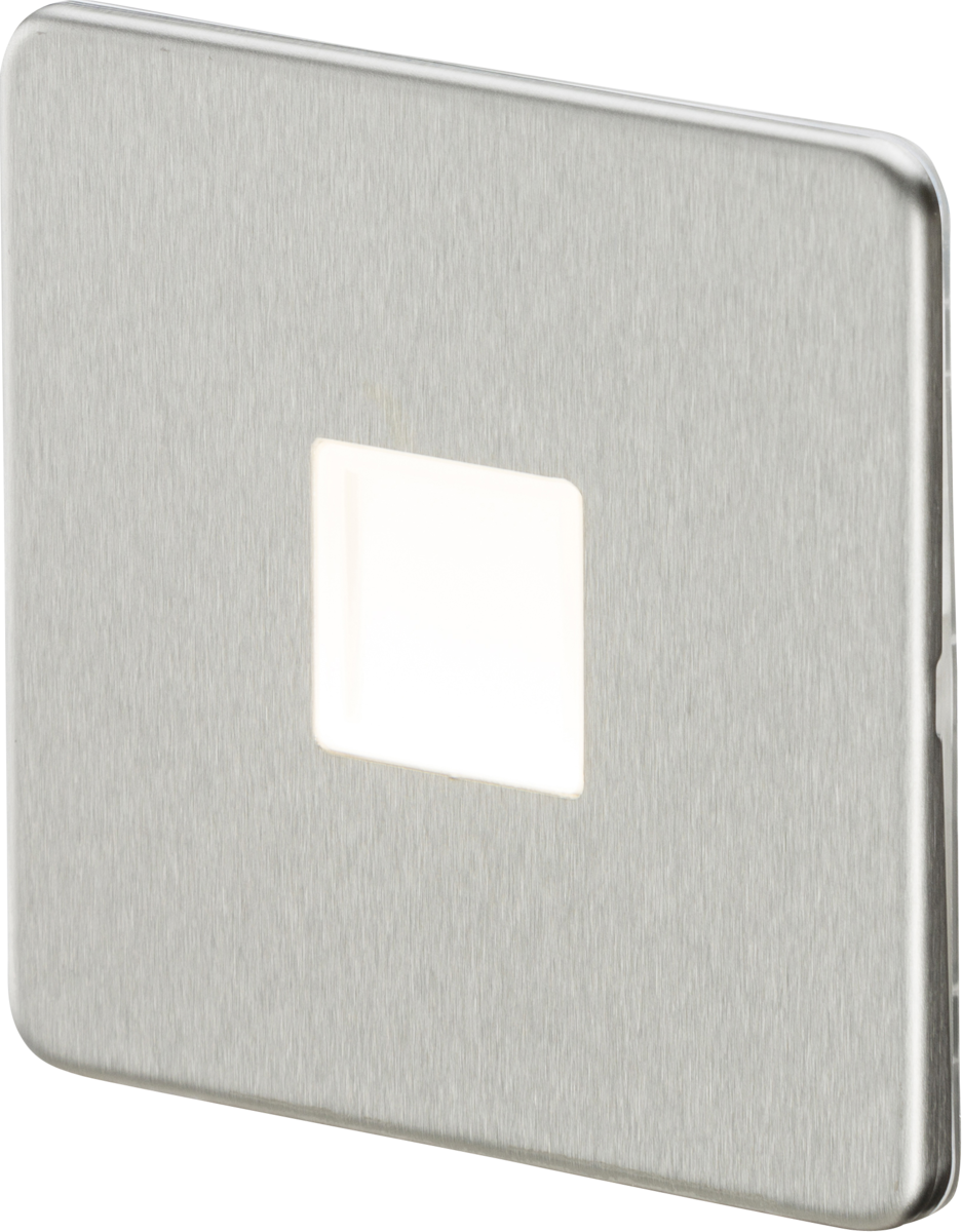 Screwless 230V LED Plinth Light - Brushed Chrome