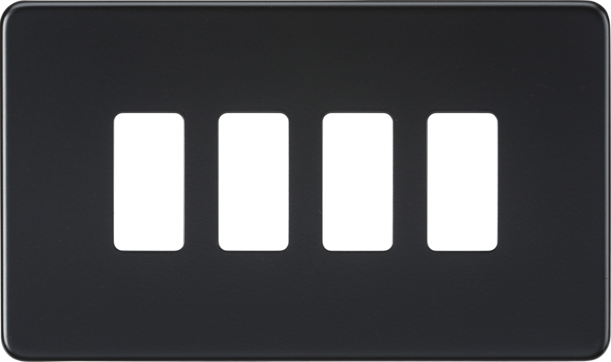 Screwless 4G grid faceplate - matt black