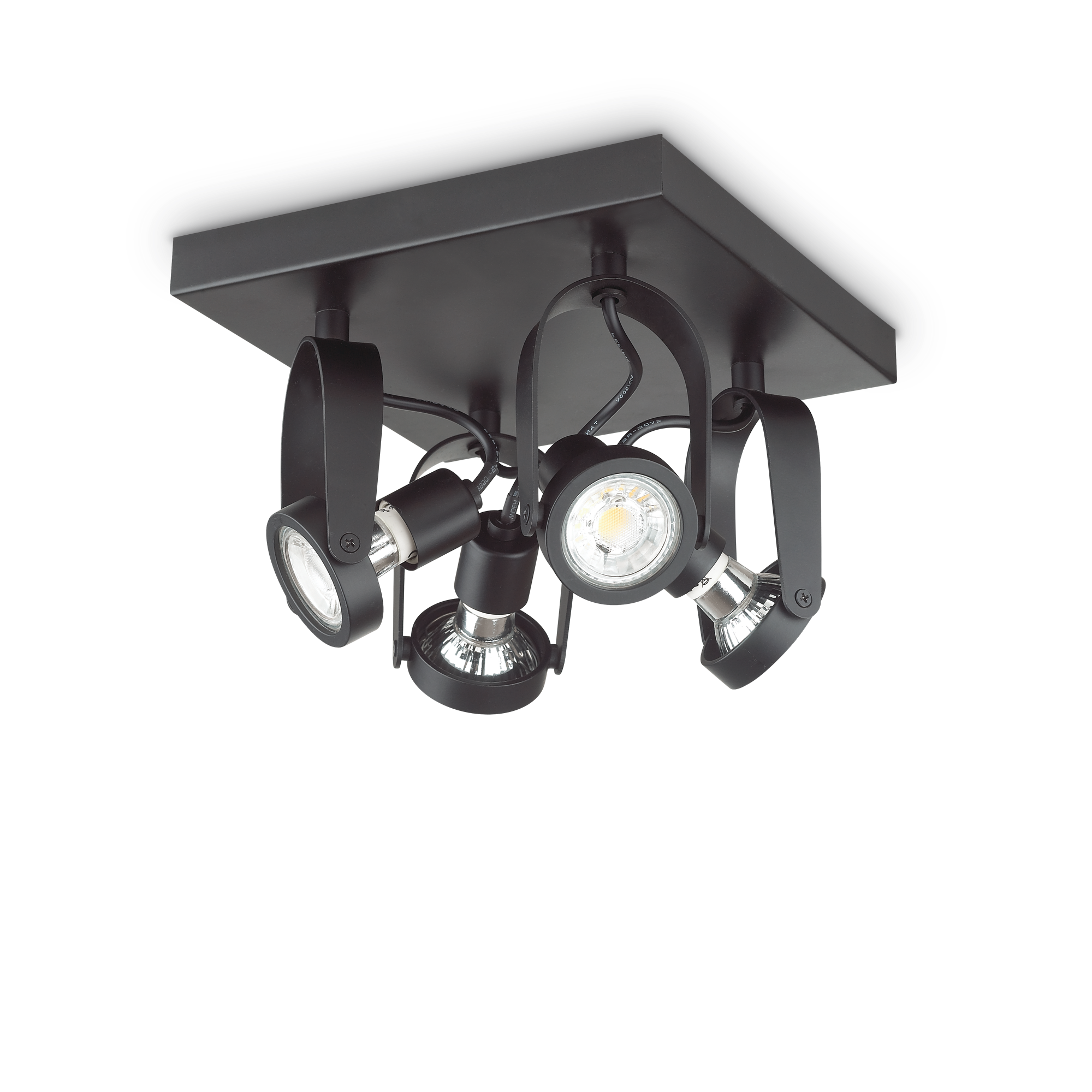 Ideal Lux 229621,Category_Flush Ceiling Lights,TECNICO,Finish_ GLIM COMPACT PL4 SQUARE NERO