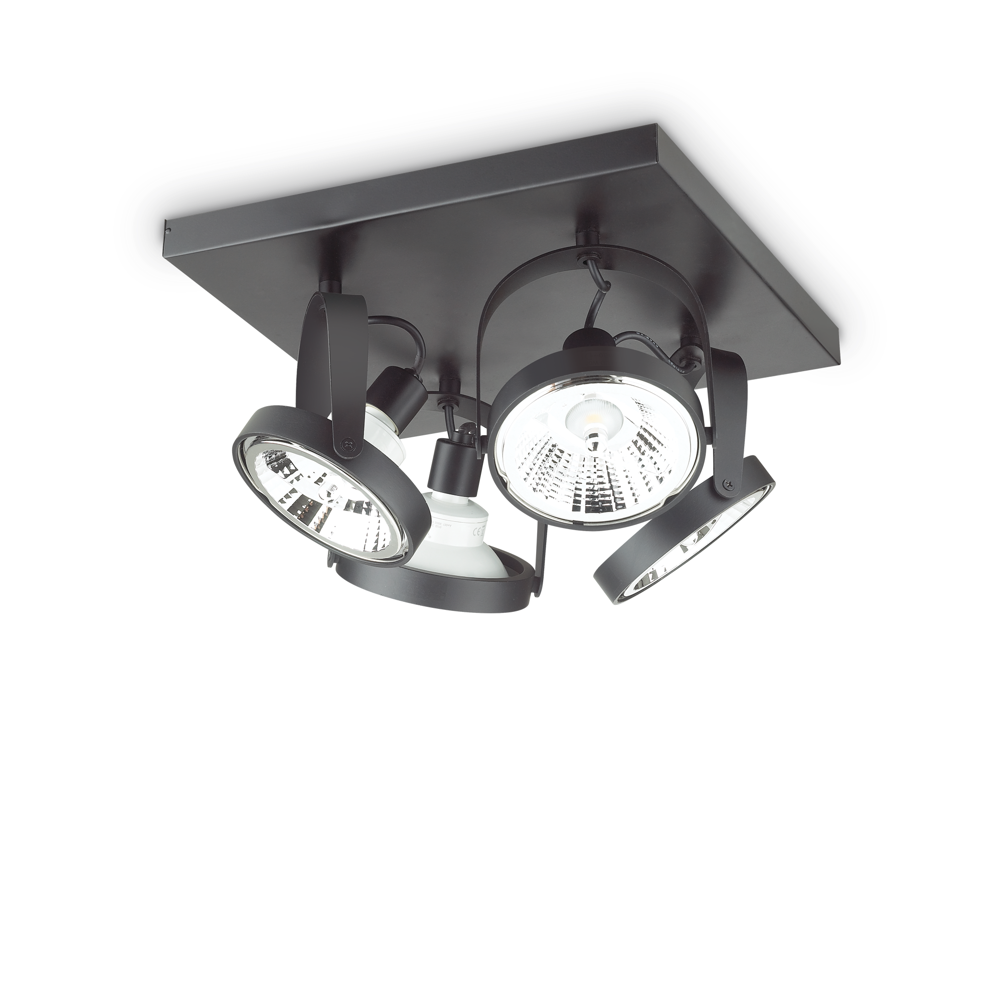 Ideal Lux 229645,Category_Flush Ceiling Lights,TECNICO,Finish_ GLIM PL4 SQUARE NERO
