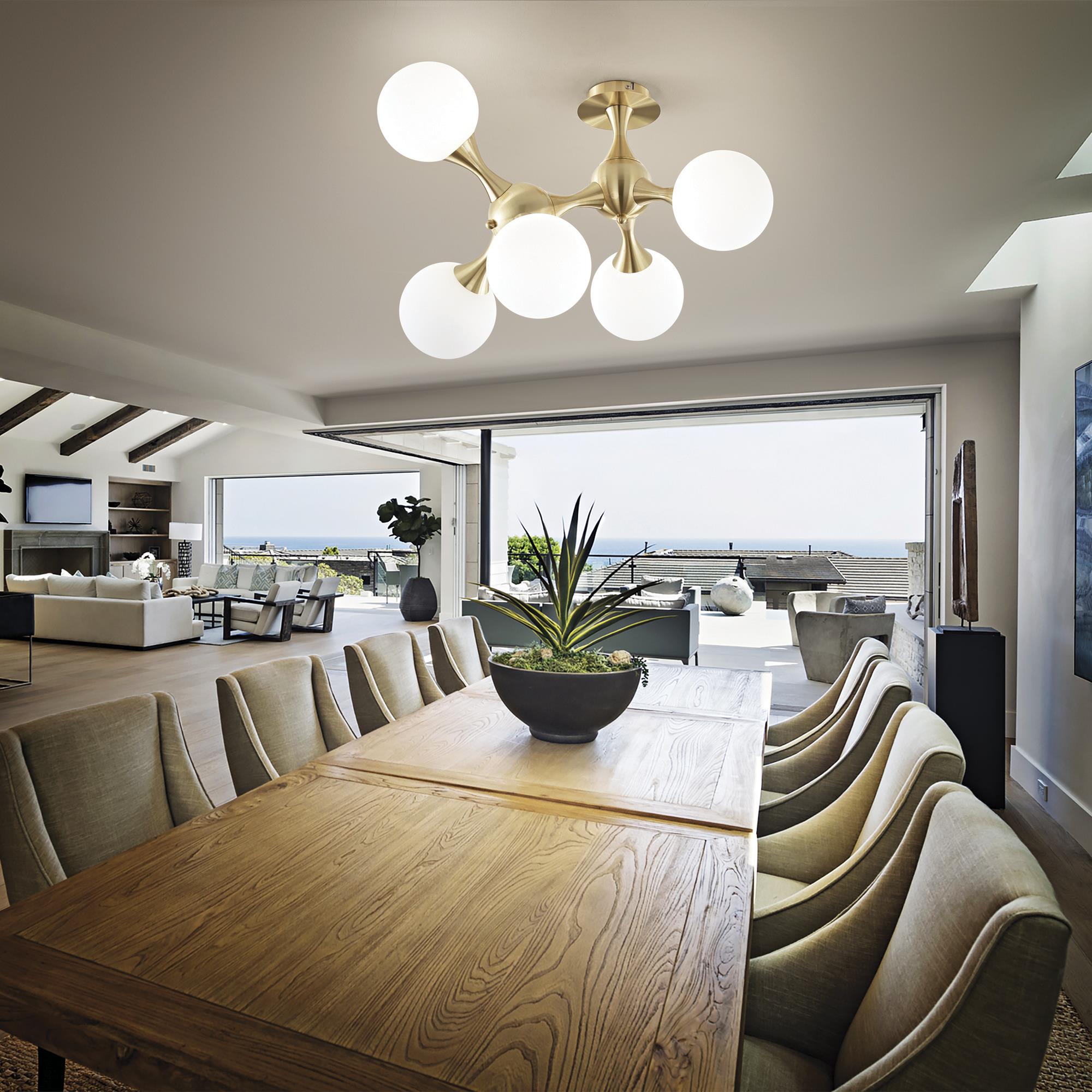 Ideal Lux 241050,Category_Flush Ceiling Lights,MODERNO,Finish_ NODI PL5 OTTONE SATINATO