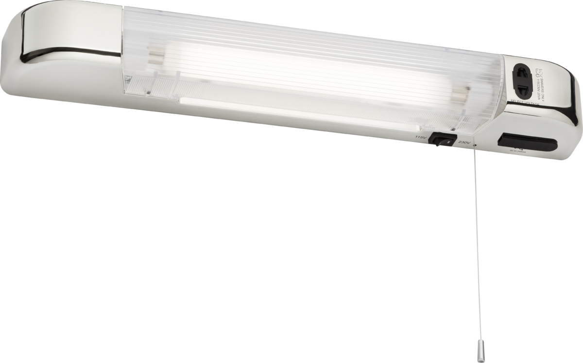 230V IP20 6W LED Shaver Light with Dual USB Charger - Chrome