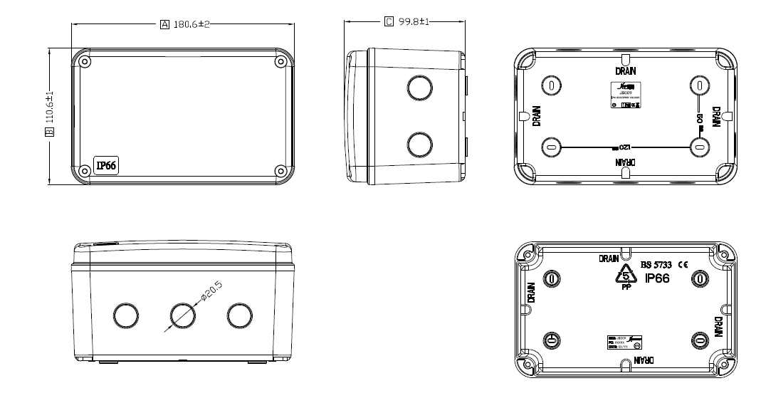 ML Accessories-JB009BK IP66 Outdoor Enclosure, large - Black