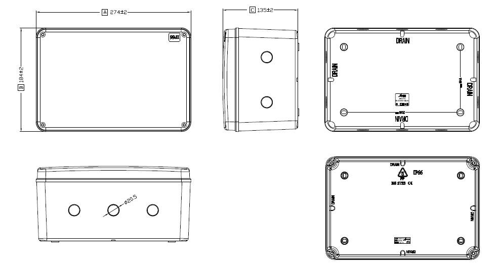 ML Accessories-JB0010BK IP66 Outdoor Enclosure, x-large - Black