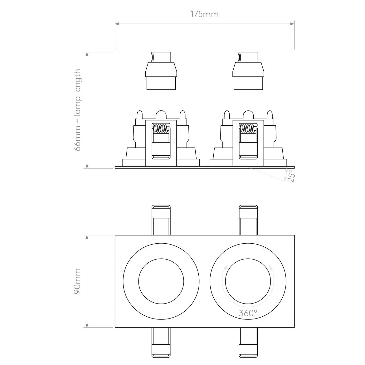 Pinhole Square Twin Adjustable Matt White