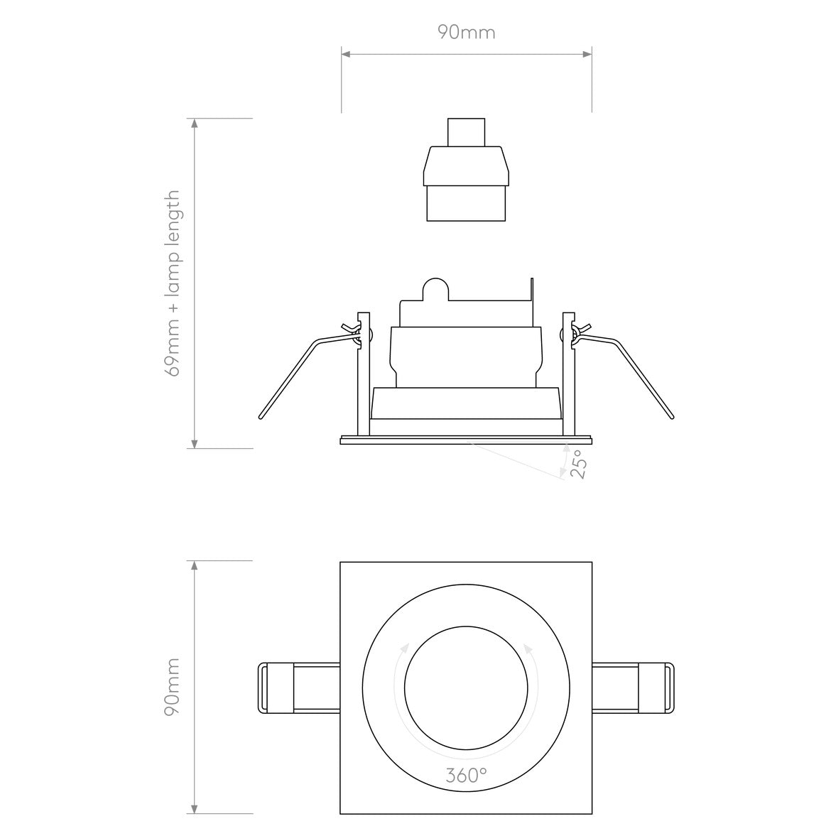 Pinhole Slimline Square Adjustable Fire-Rated Matt White