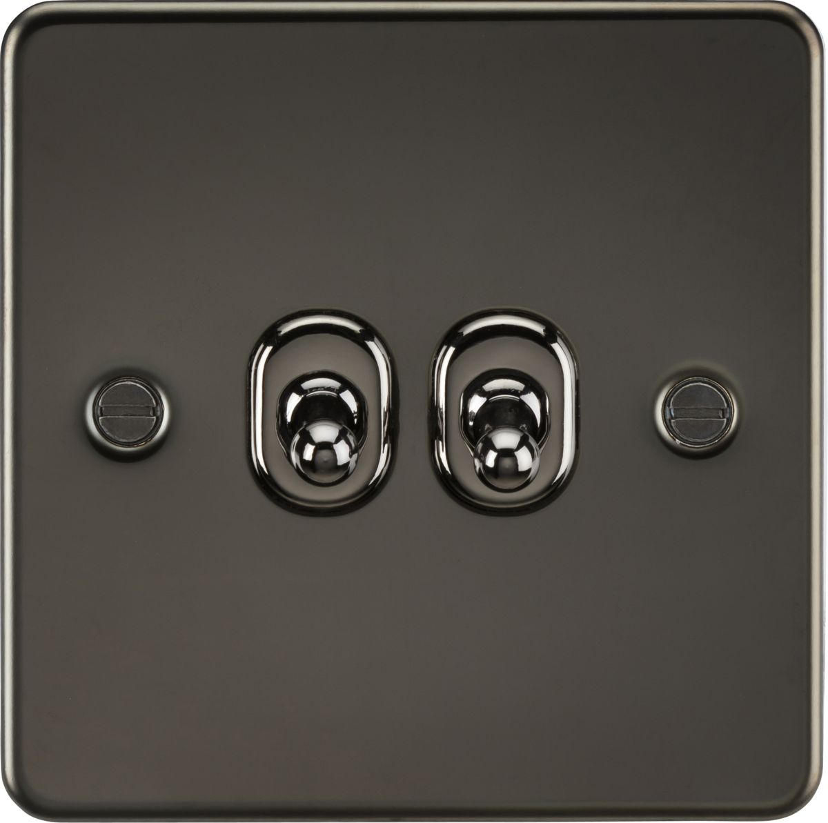 Flat Plate 10AX 2G 2-way toggle switch - gunmetal