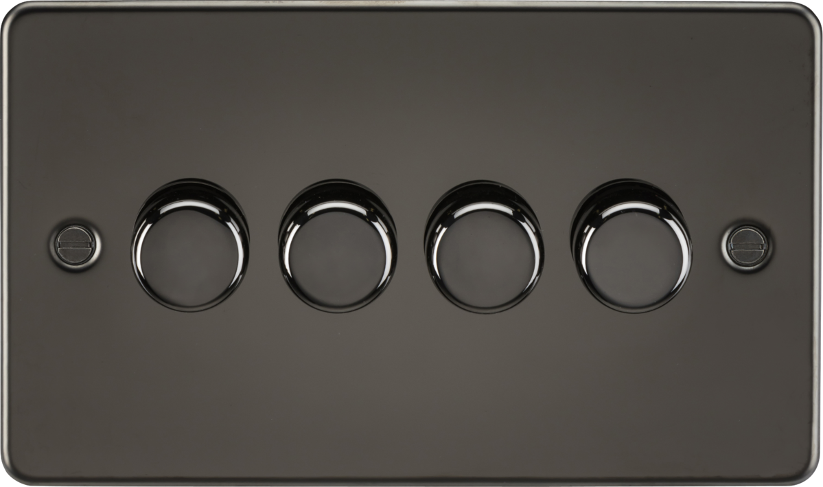 Flat Plate 4G 2 Way Dimmer 60-400W - Gunmetal
