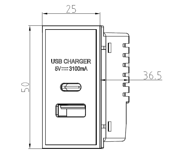 ML Accessories-NETUSBCGY Dual USB Charger (3.1A) Module 25 x 50mm - Grey