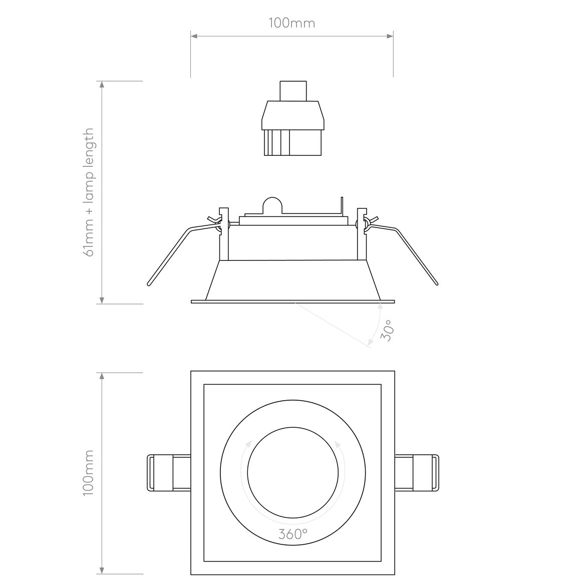 Minima Slimline Square Adjustable Fire-Rated Matt White