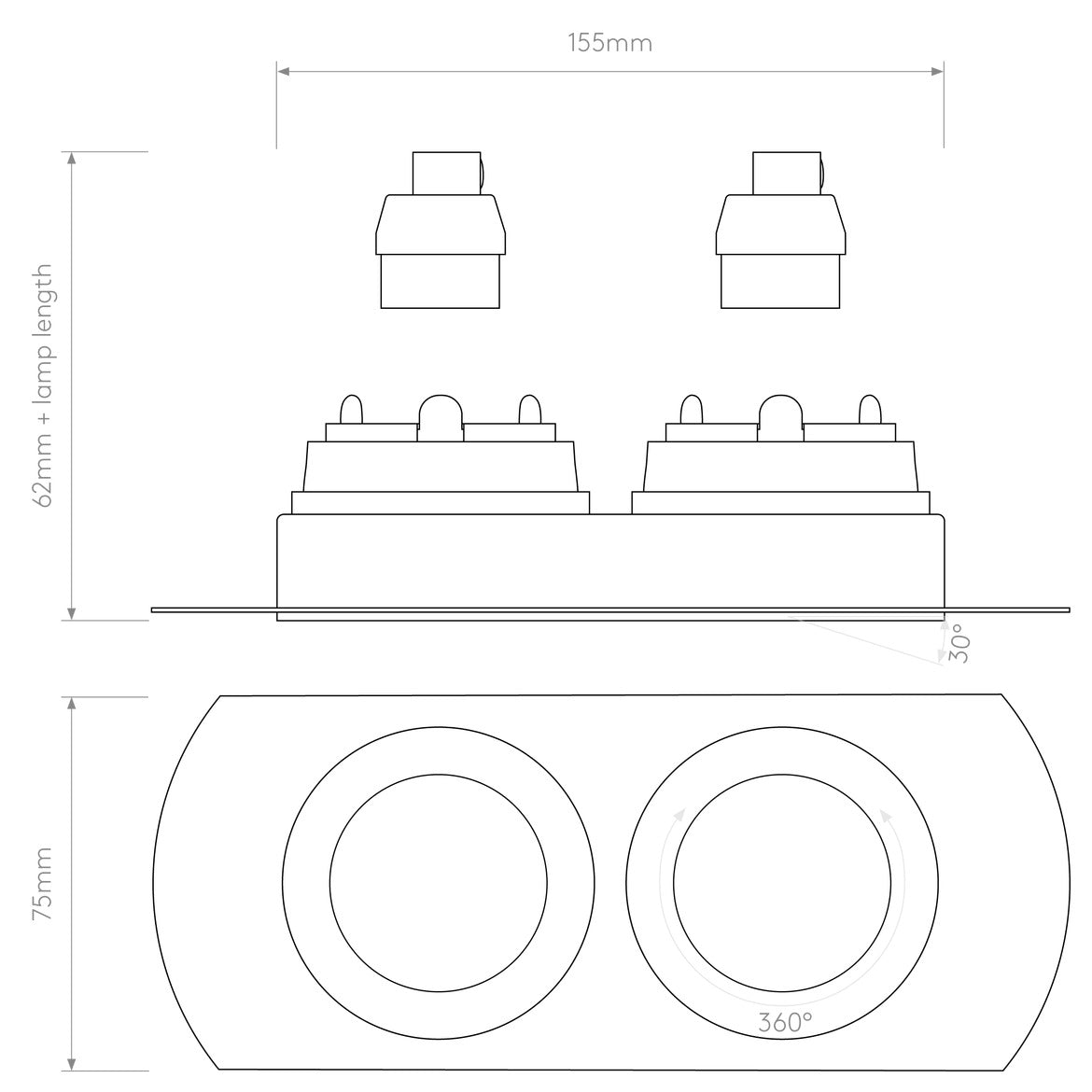 Trimless Round Twin Adjustable Matt White