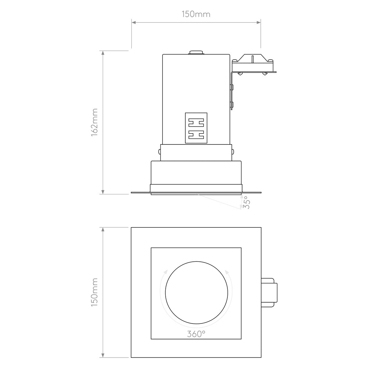 Trimless Square Adjustable Matt White