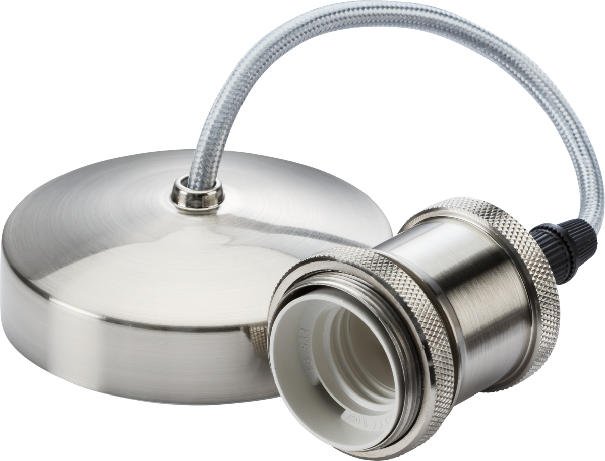 6" E27 Vintage Pendant Set - Brushed Chrome