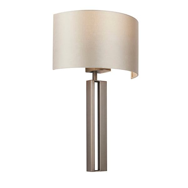 Bronze slotted wall light with mink shade