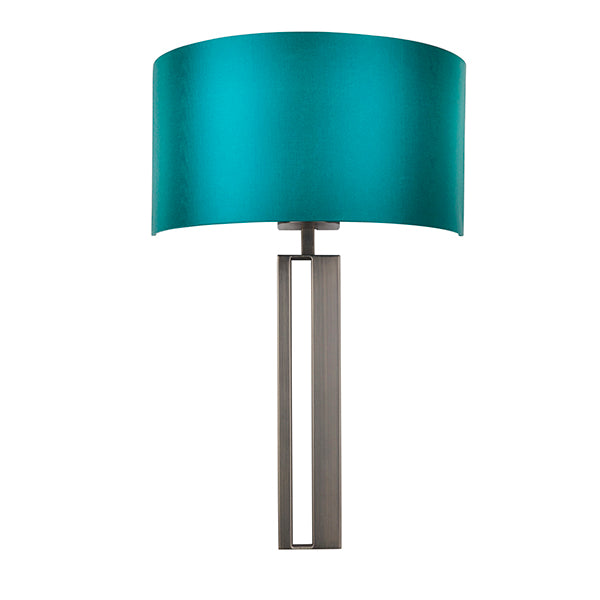 Bronze slotted wall light with teal shade