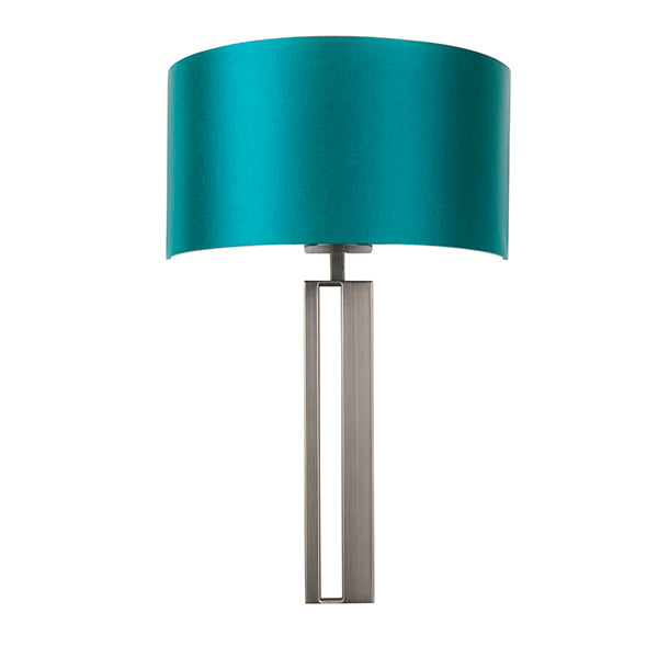 Bronze slotted wall light with teal shade