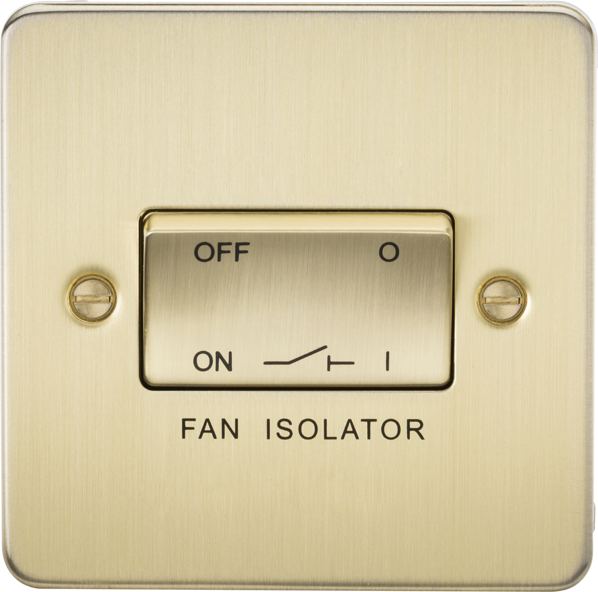 Flat Plate 10AX 3 Pole Fan Isolator Switch - Brushed Brass