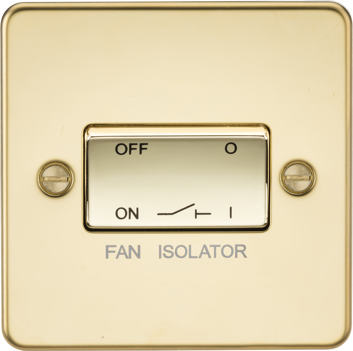 Flat Plate 10AX 3 Pole Fan Isolator Switch - Polished Brass