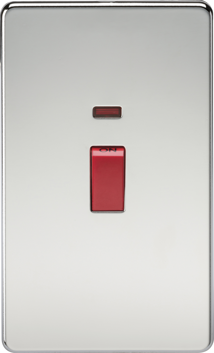 Screwless 45A 2G DP Switch with Neon - Polished Chrome